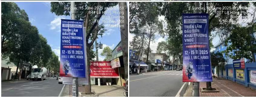 华机蓝在越南刷屏!2025越南国际机床展百个道旗广告全面上线!-华机展